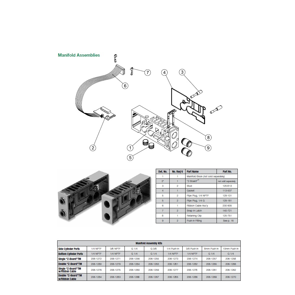 206-1284 NUMATICS/AVENTICS MANIFOLD BLOCK<BR>2012 SERIES 1/4" NPT S/B PORTS DZB W/RC (R2)